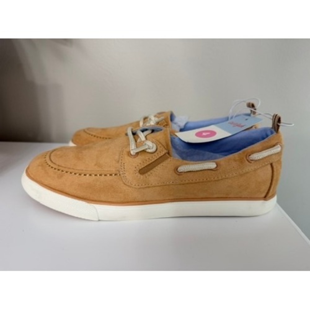 Cat & Jack Boat Shoes Boys Size 4 Tan Faux Suede Loafers NWT
